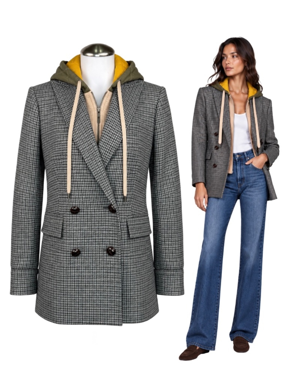 $759 VERONICA BEARD Pyle Houndstooth Dickey Blazer Sz 2 Double Breasted NWOT